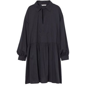 H&M L.O.G.G. Drop Waist Collared Black Dress Medium